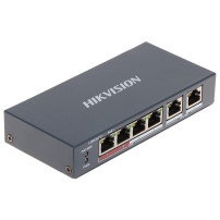 SWITCH HIKVISION L2, Unmanaged, 4 10/100M RJ45 PoE ports, 2 10/100M RJ45 uplink port, 802.3af/at, PoE power budget 35W DS-3E0106