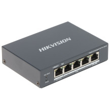 SWITCH HIKVISION L2, Unmanaged, 4 Gigabit RJ45 PoE ports, 1 Gigabit RJ45 uplink port, 802.3af/at/bt, port 1 support Hi-PoE 60w D