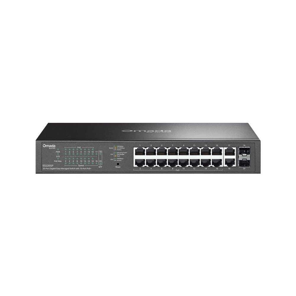 SWITCH TP-LINK OMADA ES220GP 16x Gigabit PoE+ + 2x Gigabit RJ45 + 2x SFP 1U 13-inch Rack-mountable Easy Managed Switch ES220GP T