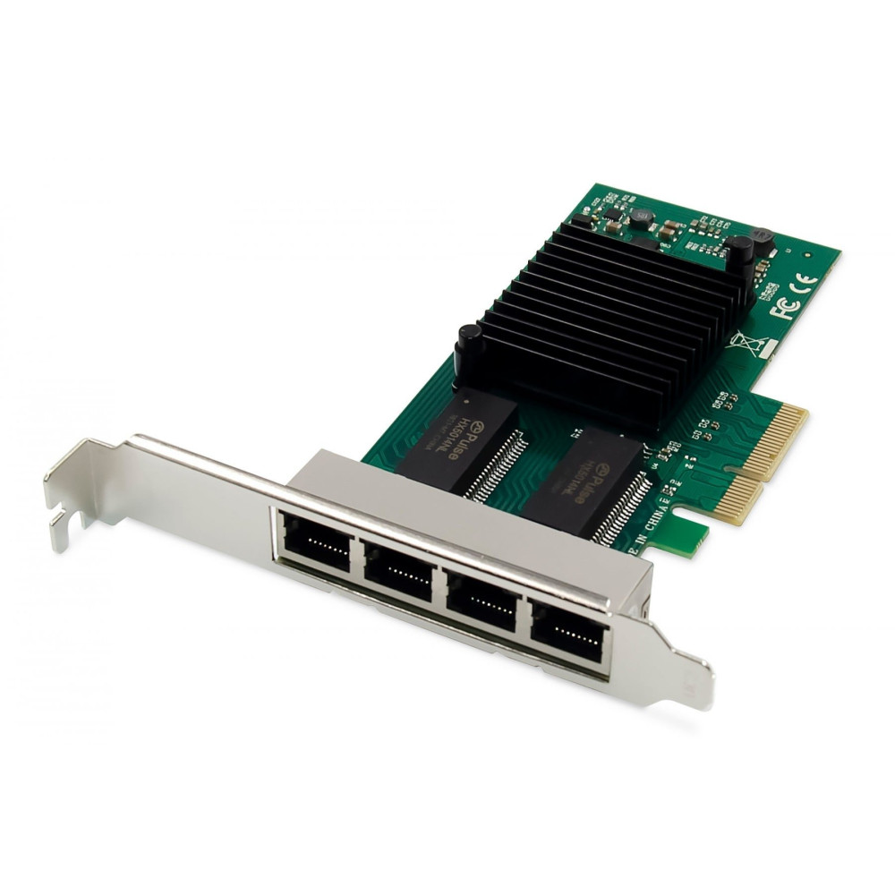 DIGITUS Scheda di rete Gigabit Ethernet a 4 porte, RJ45, PCI Express, Intel I350 - DN10114 DN10114 DIGITUS