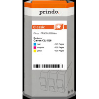 compatibile con Canon CLI-526  Prindo Classic Multipack ciano / magenta / giallo