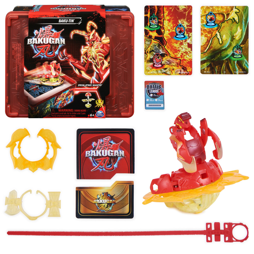 Bakugan Baku-tin con Special Attack Mantid, personalizzabile, action figure rotante e custodia, giocattoli per bambini e bambine