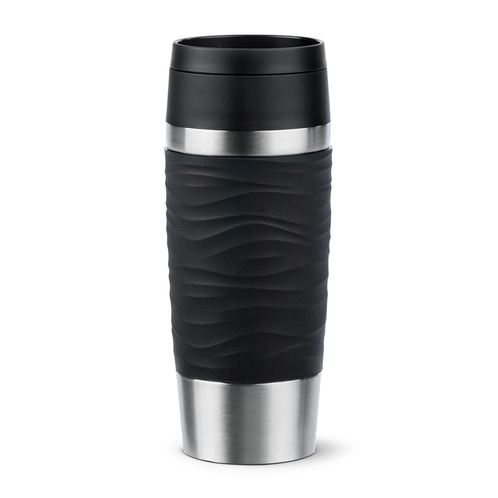 EMSA Travel Mug Waves 36 ml Nero, Acciaio inox