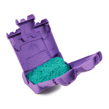 Kinetic Sand , Castle Case con 453 g di sabbia verde acqua, area di gioco multiuso e contenitore, giocattoli sensoriali per bamb