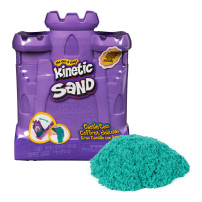 Kinetic Sand , Castle Case con 453 g di sabbia verde acqua, area di gioco multiuso e contenitore, giocattoli sensoriali per bamb