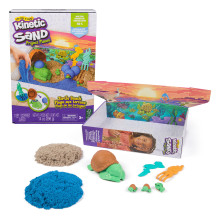 Kinetic Sand , Project Planet, Spiaggia delle tartarughe con 396 g di sabbia da gioco, attrezzi e formine, materiali sostenibili