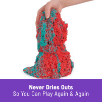 Kinetic Sand , Mold N’ Flow, 680g, Sabbia in 2 Colori, Rossa e Verde, 3 Strumenti per Modellare e Creare, Gioco per Bambini e Ba