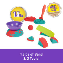 Kinetic Sand , Mold N’ Flow, 680g, Sabbia in 2 Colori, Rossa e Verde, 3 Strumenti per Modellare e Creare, Gioco per Bambini e Ba