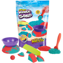 Kinetic Sand , Mold N’ Flow, 680g, Sabbia in 2 Colori, Rossa e Verde, 3 Strumenti per Modellare e Creare, Gioco per Bambini e Ba