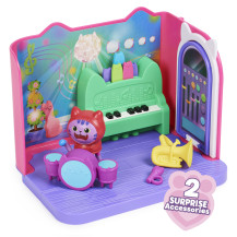Gabby's Dollhouse , Groovy Music Room con personaggio Daniel James Catnip, 2 accessori, 2 mobili e 2 scatole con sorpresa, gioca