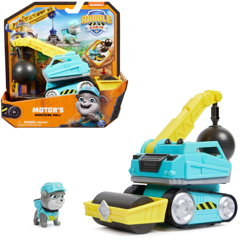 Rubble & Crew , Veicolo da lavoro di Motor, Palla demolitrice con personaggio da collezione, giocattoli per bambini dai 3 anni i