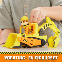 Rubble & Crew , Veicolo da lavoro di Rubble, Bulldozer giocattolo con parti mobili e personaggio da collezione, giocattoli per b