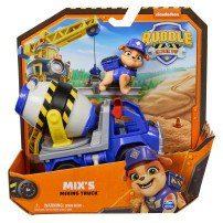 Rubble & Crew , Veicolo da lavoro di Mix, Betoniera giocattolo con personaggio da collezione, giocattoli per bambini dai 3 anni 