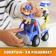 Rubble & Crew , Veicolo da lavoro di Mix, Betoniera giocattolo con personaggio da collezione, giocattoli per bambini dai 3 anni 