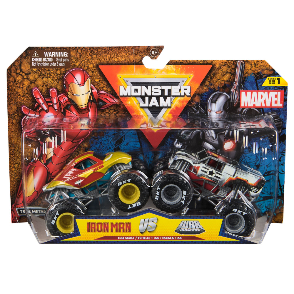 Monster Jam , Monster Truck die-cast ufficiali Marvel Iron Man Vs. War Machine, in scala 1:64, giocattoli per bambini e bambine 
