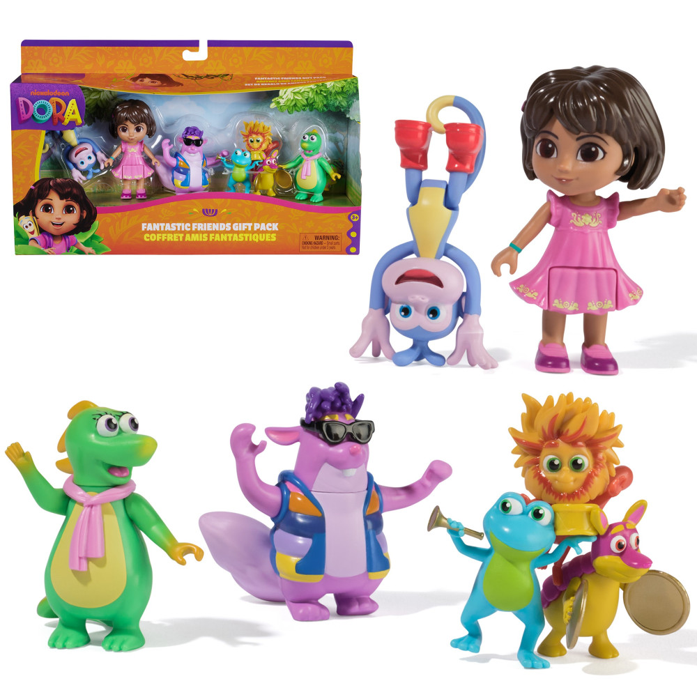 Dora l'Esploratrice, Confezione Regalo Fantastici Amici con Boots, Tico, Isa e il Trio delle Feste, Personaggi Giocattolo, Gioca