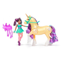 Unicorn Academy, Ava & Plant Magic Leaf con effetto luminoso, 2 accessori per l'equitazione, bambole e unicorni giocattolo per b