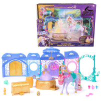 Unicorn Academy, Starglow Fountain & Stable Playset con Wildstar, luci e suoni, 24 accessori, bambole e unicorni giocattolo per 