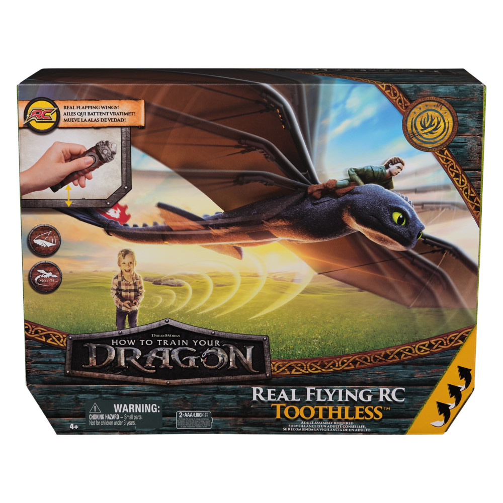 DreamWorks Dragons , How to Train Your Dragon, Sdentato radiocomandato volante con ali mobili e coda regolabile, draghi giocatto