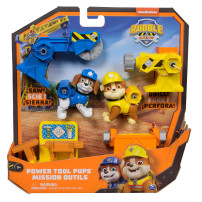 Rubble & Crew , Power Tool Pups, personaggi giocattolo Rubble e Wheeler con 2 attrezzi da operaio e 2 accessori da costruzione, 