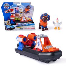PAW Patrol : Search & Rescue, Veicolo acquatico Hovercraft di Salvataggio di Zuma, con 2 Personaggi, Barca Giocattolo a Retrocar