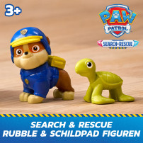PAW Patrol : Search & Rescue, Bulldozer di Salvataggio di Rubble con 2 Personaggi, Auto della Polizia Giocattolo a Retrocarica, 
