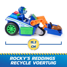 PAW Patrol : Search & Rescue, Veicolo per la Raccolta Differenziata di Salvataggio di Rocky con 2 Personaggi, Macchinina Giocatt