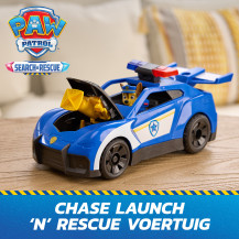 PAW Patrol : Search & Rescue, Auto della Polizia di Chase con Personaggio e 2 Proiettili, Luci, Suoni e Lanciatore Nascosto, Gio