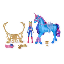 Unicorn Academy, unicorno Train & Glow River con Isabel, 3 accessori da dressage ed effetto luminoso, bambole e unicorni giocatt
