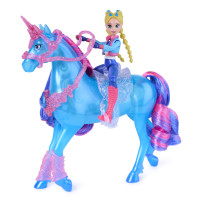 Unicorn Academy, unicorno Train & Glow River con Isabel, 3 accessori da dressage ed effetto luminoso, bambole e unicorni giocatt