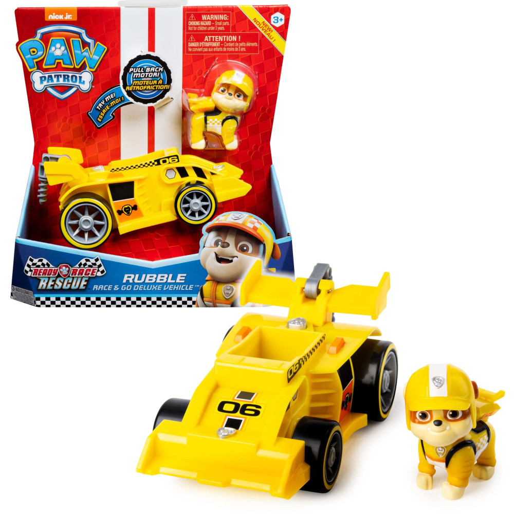 PAW Patrol Veicoli Ready Race Rescue, Veicolo Di Rubble con Suoni da Gara, dai 3 Anni