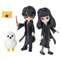 Wizarding World , Set Amicizia Harry Potter e Cho Chang con Edvige, bambole articolate 7.5cm, collezione Harry Potter - dai 5 an