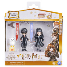 Wizarding World , Set Amicizia Harry Potter e Cho Chang con Edvige, bambole articolate 7.5cm, collezione Harry Potter - dai 5 an