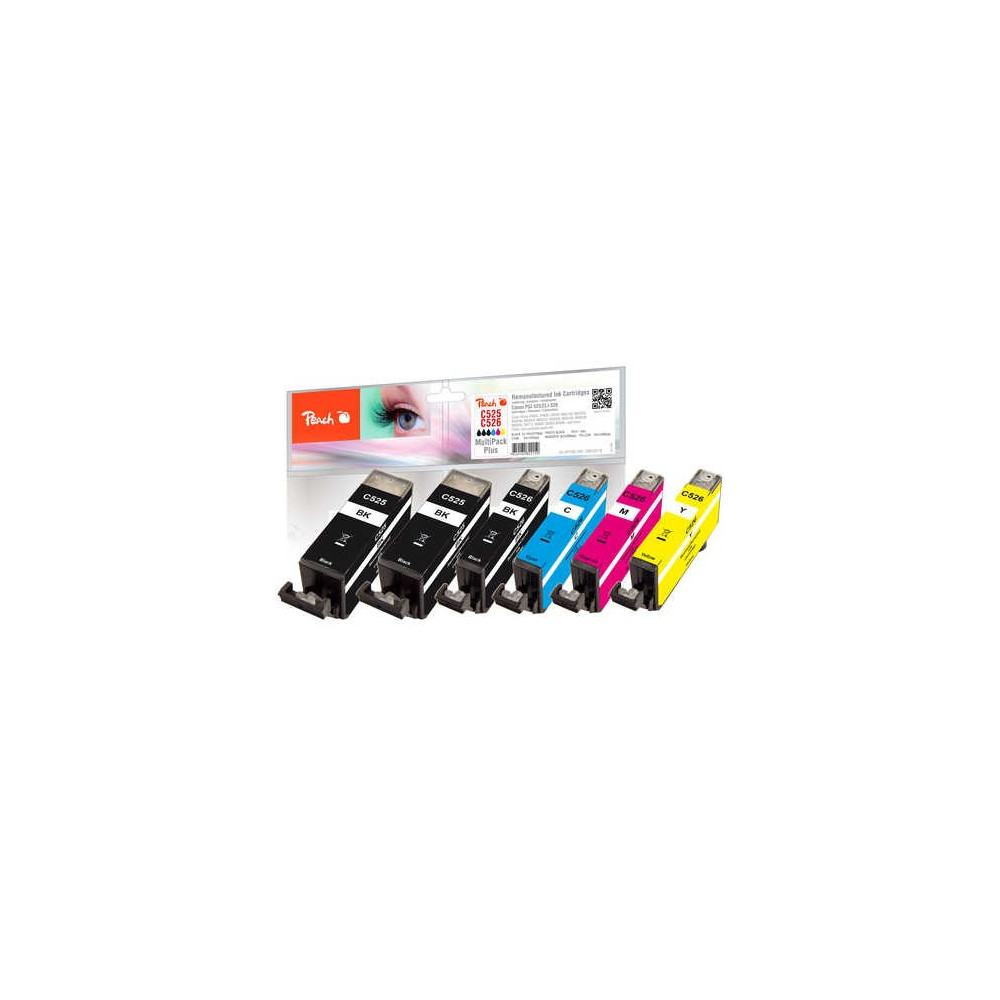 Peach PI100-249 cartuccia d'inchiostro 6 pz Compatibile Nero, Ciano, Magenta, Nero per foto, Giallo