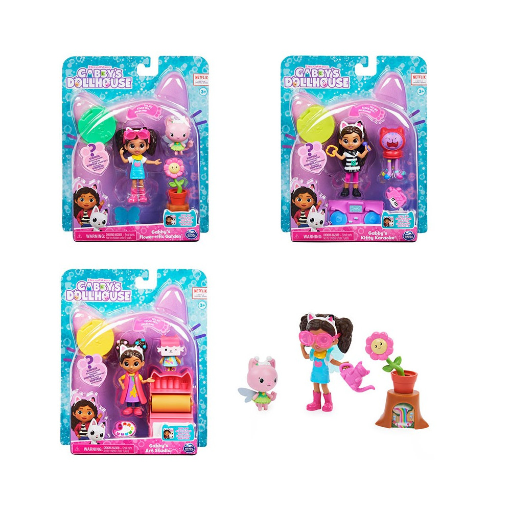 Gabby's Dollhouse Gabby‘s Dollhouse, set Art Studio con 2 personaggi giocattolo, 2 accessori, scatola con sorpresa e mobile, gio