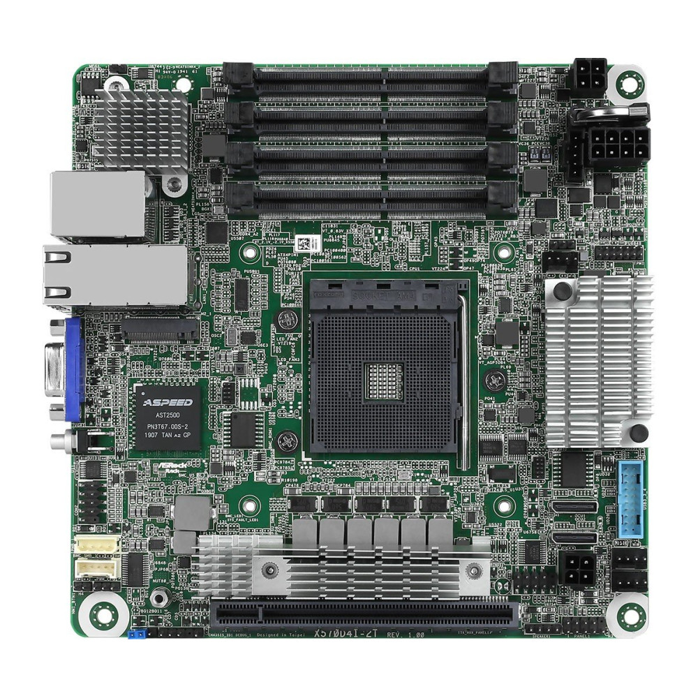 ASRock X570D4I-2T, 1xSKT AM4, AMD Ryzen, X570, SATA, 1xM.2, 2x10GbE, IPMI