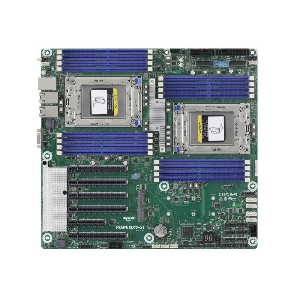 ASRock ROME2D16-2T, 2xSKT SP3, AMD EPYC 7000, SoC, SATA, NVMe, 2xM.2, 2x10GbE, IPMI