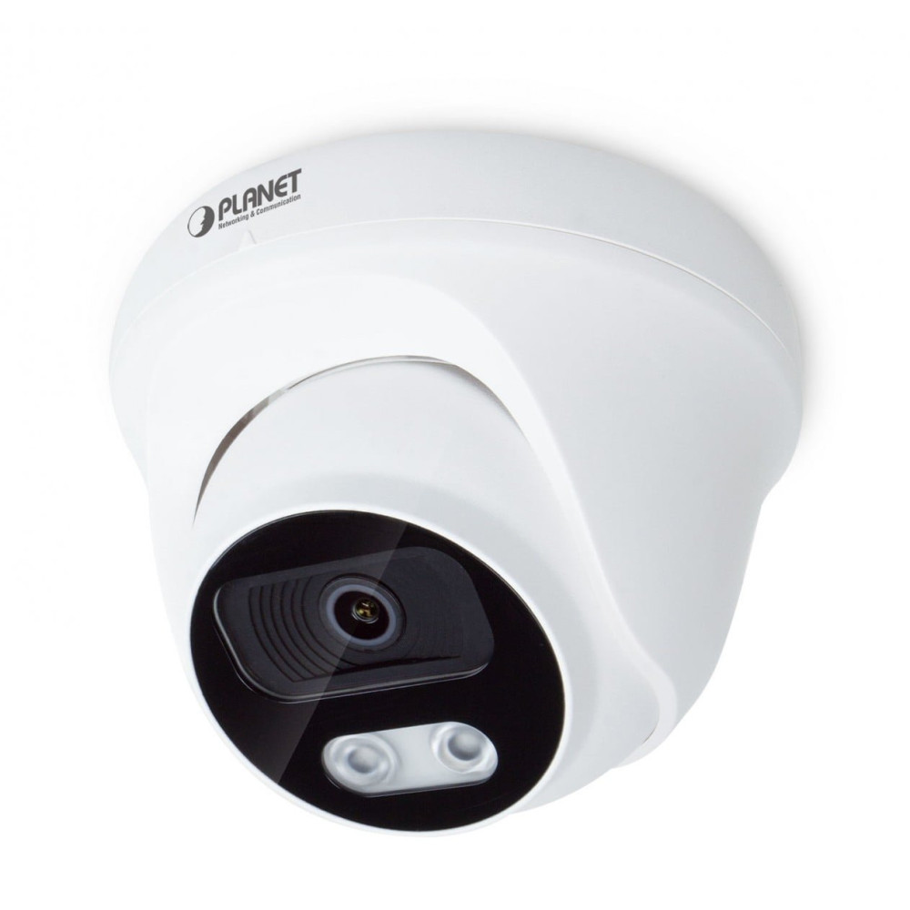 Planet ICA-4480F H.265 4 Mega-pixel Full Color Dome IP Camera:Color Day and Night, supports Warm light LED 4000K up to 25m, Smar