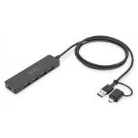 Digitus DA-70236 hub di interfaccia USB 3.2 Gen 1 (3.1 Gen 1) Type-A + Type-C 12000 Mbit/s Nero