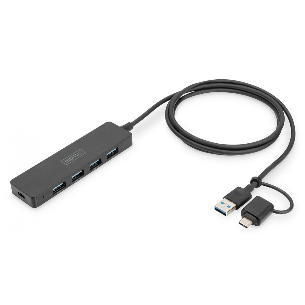 Digitus DA-70236 hub di interfaccia USB 3.2 Gen 1 (3.1 Gen 1) Type-A + Type-C 12000 Mbit/s Nero