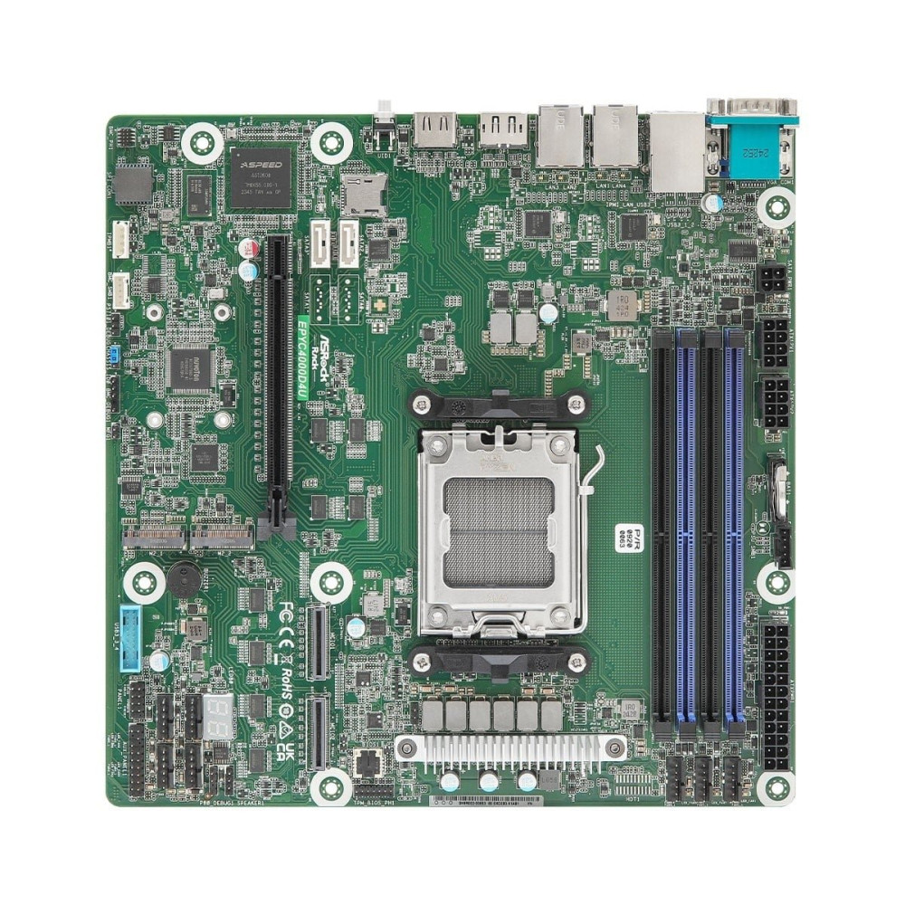ASRock EPYC4000D4U, 1xSKT LGA 1718, AMD EPYC 4005, KNOLL3 X600, SATA, NVMe, 2xM.2, 2xGbE, IPMI