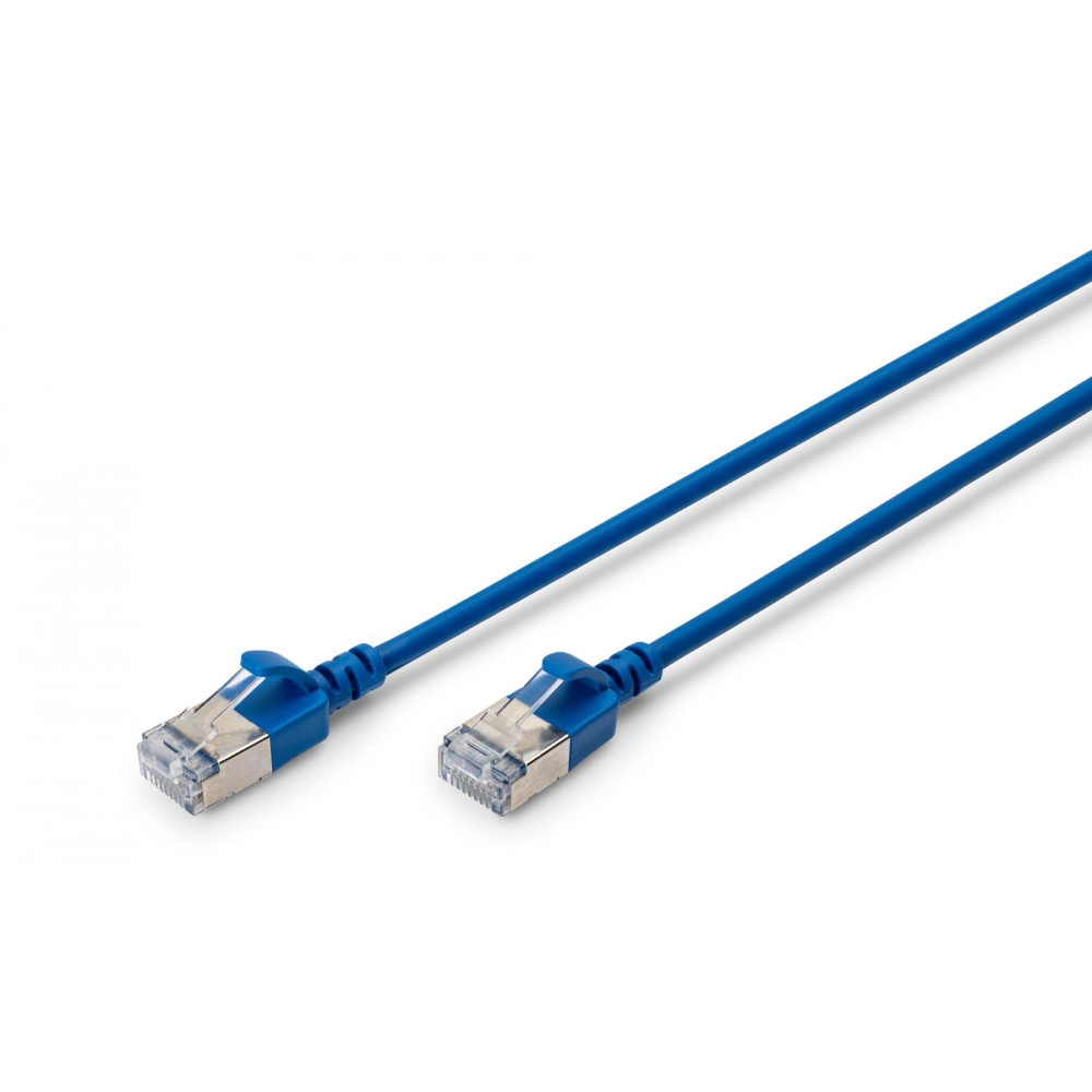 Cavo patch slim RJ45-RJ45, Cat. 6A, F/FTP, AWG 32/7, LSOH, 0.5 m, blu