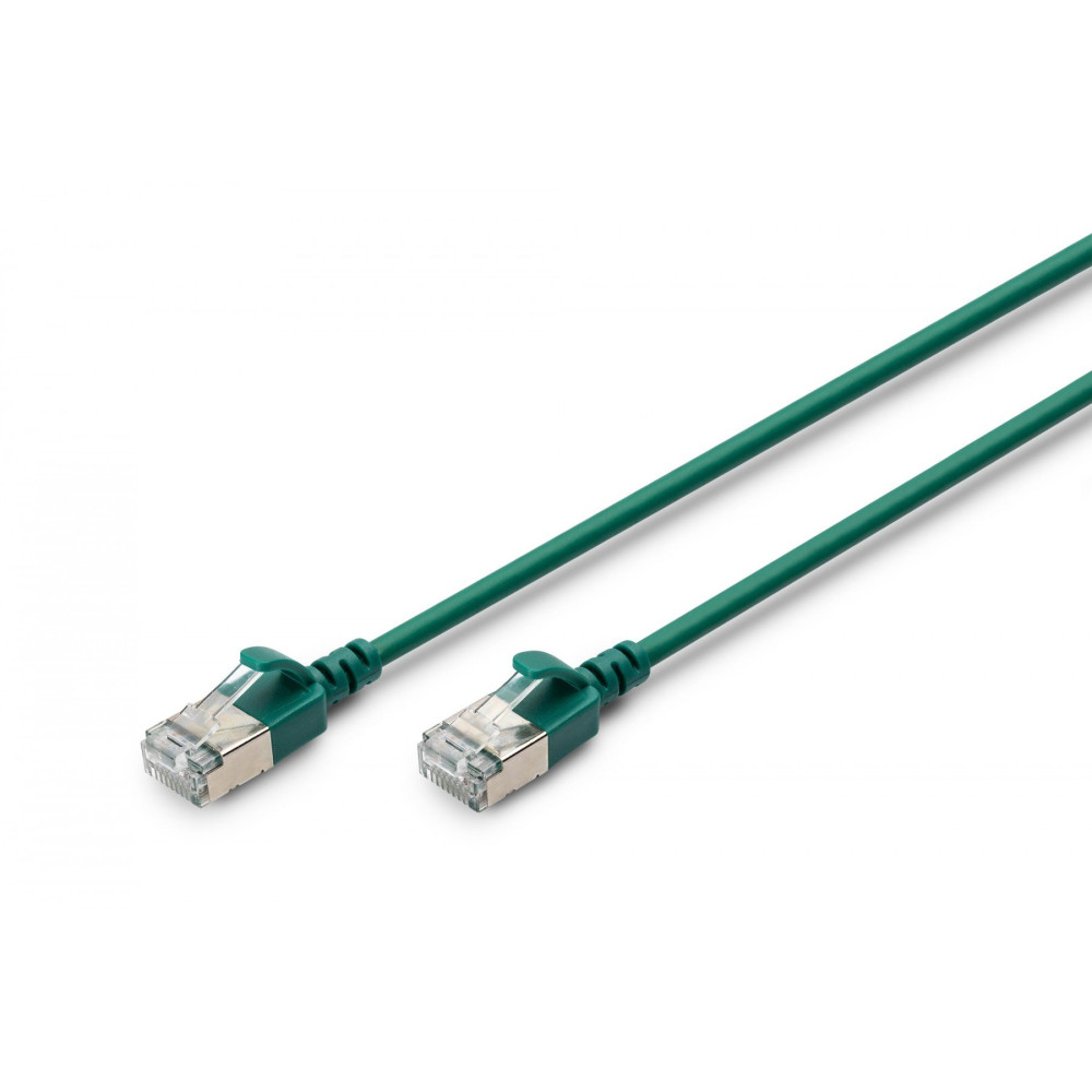 Cavo patch cord slim RJ45-RJ45, Cat. 6A, F/FTP, AWG 32/7, LSOH, 1 m, verde
