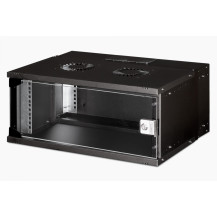 Armadio di rete a muro 19" 4U, SOHO PRO 240 x 540 x 400 mm, porta in vetro, nero, non assemblato, 60 kg