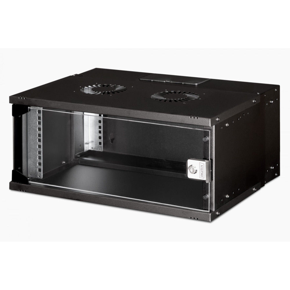 Armadio di rete a muro 19" 4U, SOHO PRO 240 x 540 x 400 mm, porta in vetro, nero, non assemblato, 60 kg
