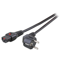 Cavo di alimentazione Schuko angolato/IEC C13 dritto M/F 1,5m nero con blocco IEC LOCK