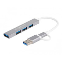 DeLOCK Hub USB slim a 4 porte con USB Type-C o USB Type-A