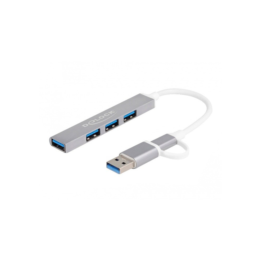 DeLOCK Hub USB slim a 4 porte con USB Type-C o USB Type-A