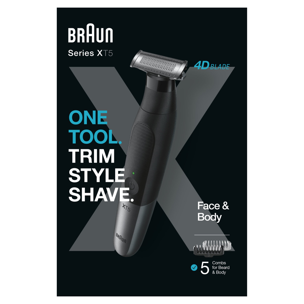 Braun XT5100, Pulsante di pulizia, Batteria ricaricabile, Nero, Grigio