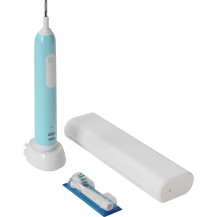 Braun Oral-B Pro 1 Cross Action Caribbean Blue con custodia da viaggio, Spazzolino da denti elettrico